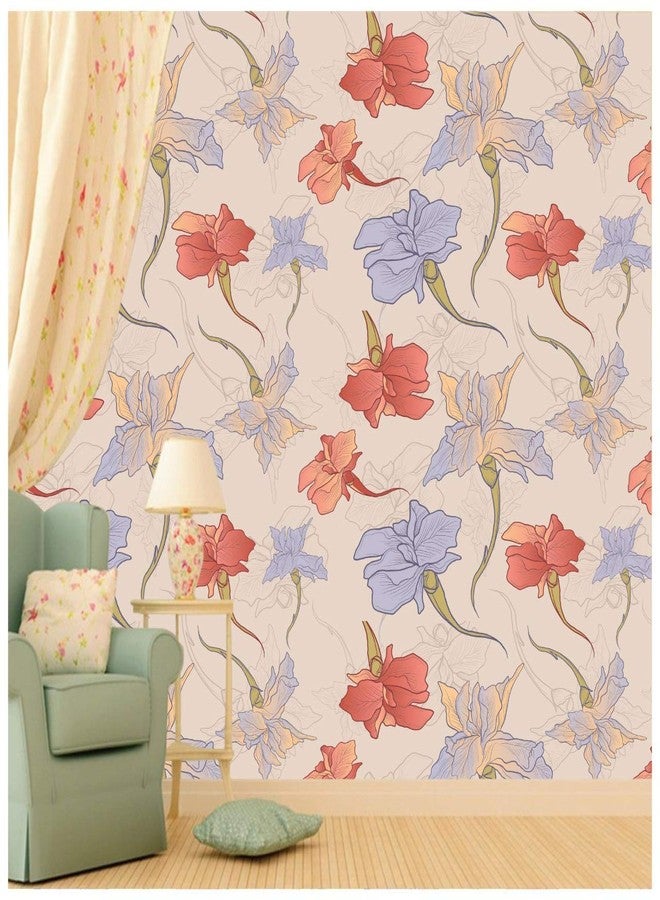 Paper Plane Design Wallpaper Self Adhesive Sticker Theme Floral Printed Multicolour- 40 sq. ft, 16 X 90 inch X 4 Rolls - Image 1